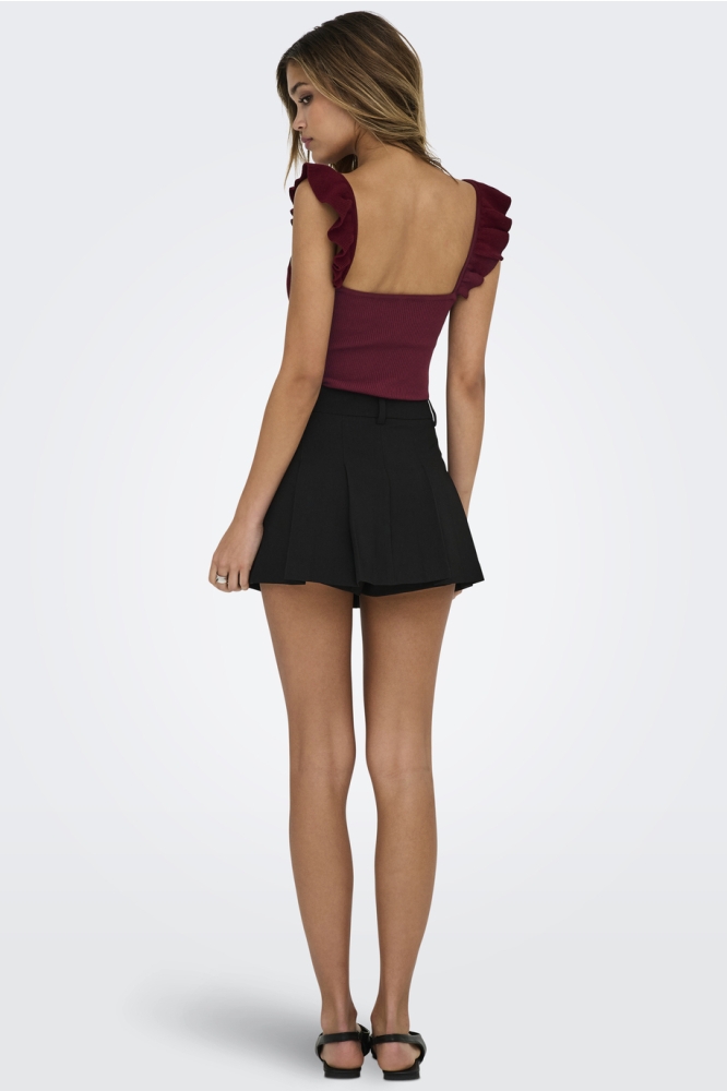 JDYNANNA S/L SQUARE NECK FRILL TOP 15351809 CABERNET
